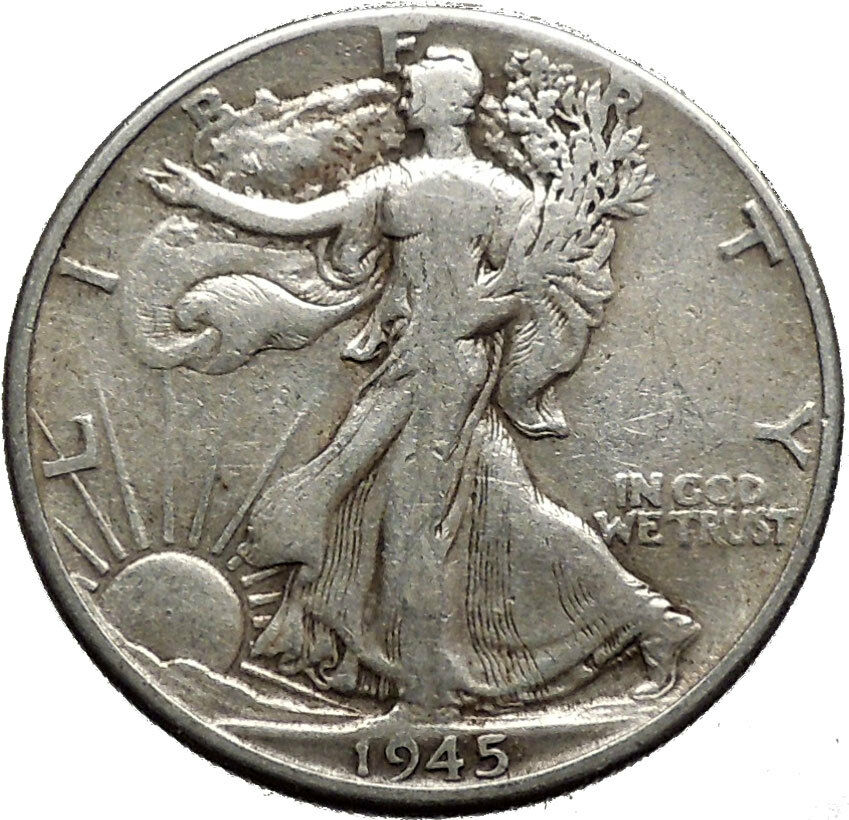 1945 WALKING LIBERTY Half Dollar Bald Eagle United States Silver Coin i44722