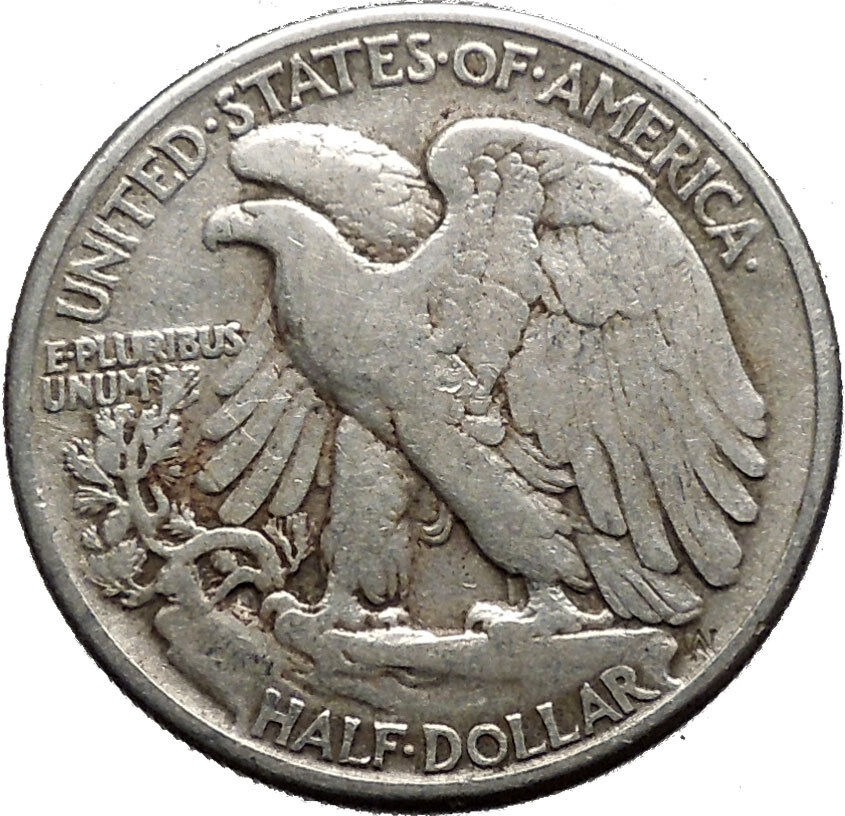 1945 WALKING LIBERTY Half Dollar Bald Eagle United States Silver Coin i44722