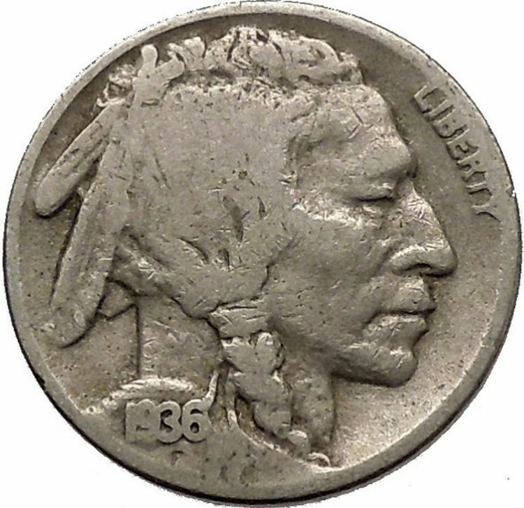 1936D BUFFALO NICKEL 5 Cents of United States of America USA Antique Coin i43826