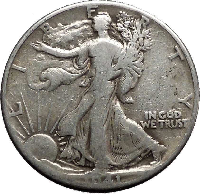 1941 WALKING LIBERTY Half Dollar Bald Eagle United States Silver Coin i44667