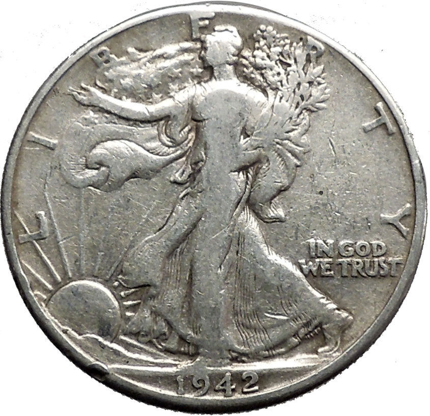 1942 WALKING LIBERTY Half Dollar Bald Eagle United States Silver Coin i44642