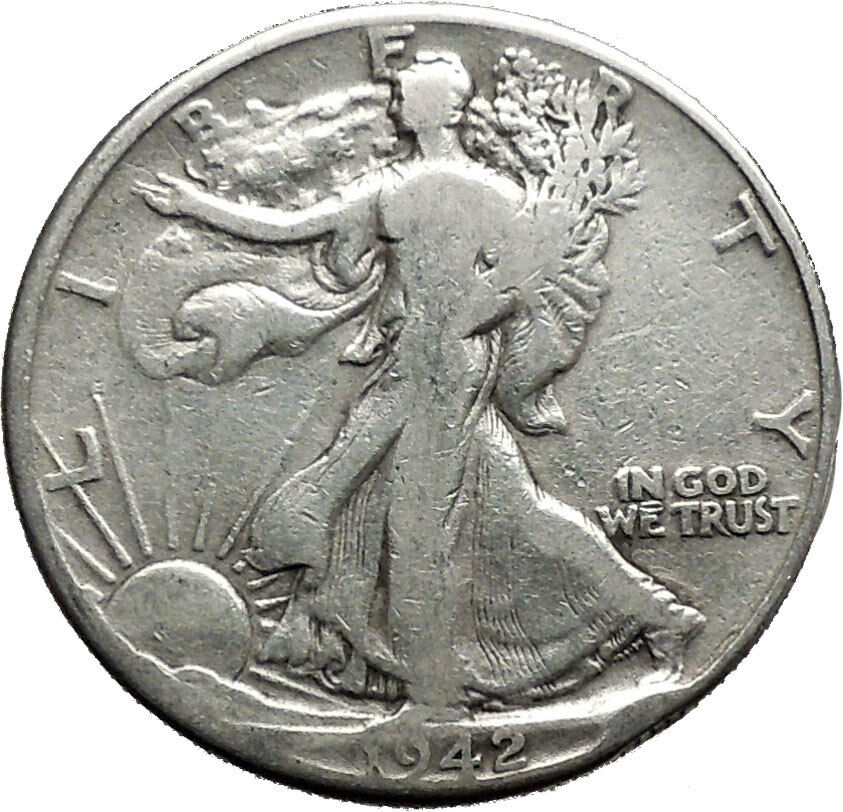 1942 WALKING LIBERTY Half Dollar Bald Eagle United States Silver Coin i44708