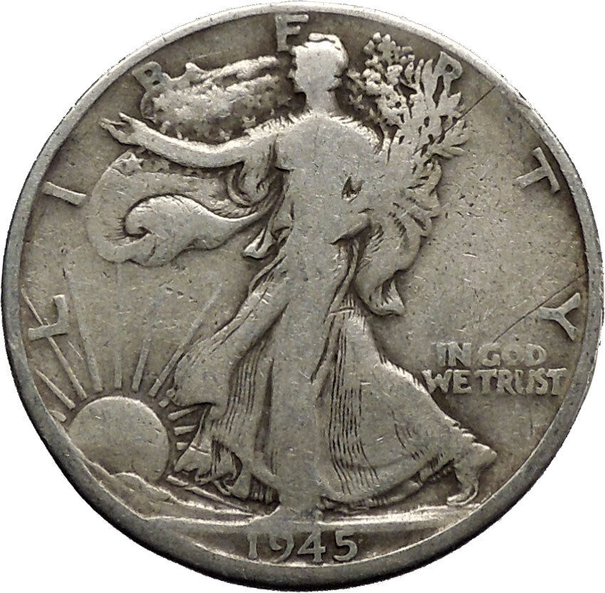 1945 WALKING LIBERTY Half Dollar Bald Eagle United States Silver Coin i45132