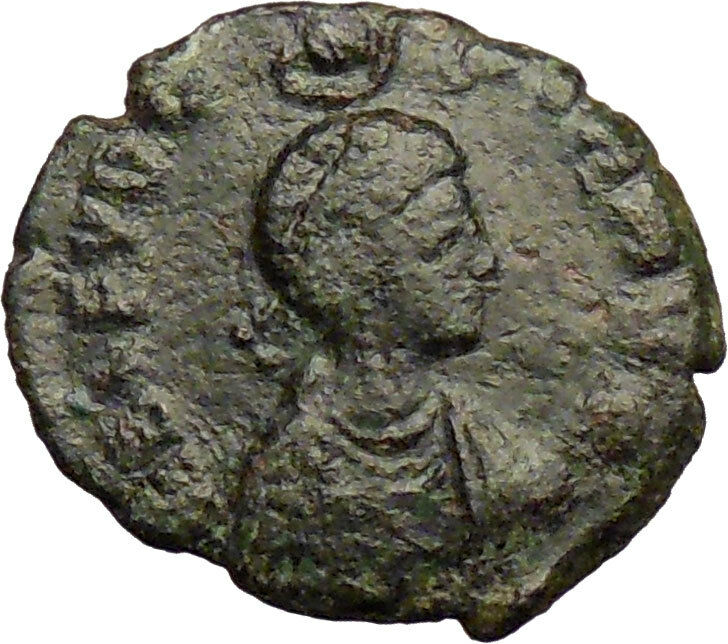 Aelia Eudoxia crowned by Hand of God Arcadius wife Ancient Roman Coin i29161