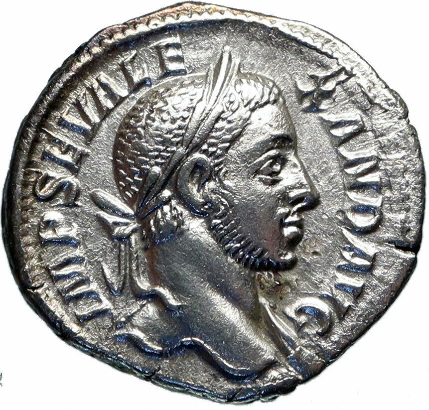 SEVERUS ALEXANDER 229AD RARE Ancient Silver Roman Coin Peace bringer Mars i46761