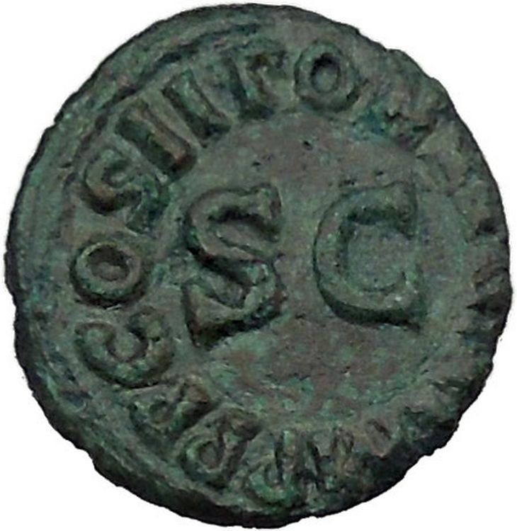 CLAUDIUS 42AD Rome QUADRANS Modius Authentic Original Ancient Roman Coin i46369