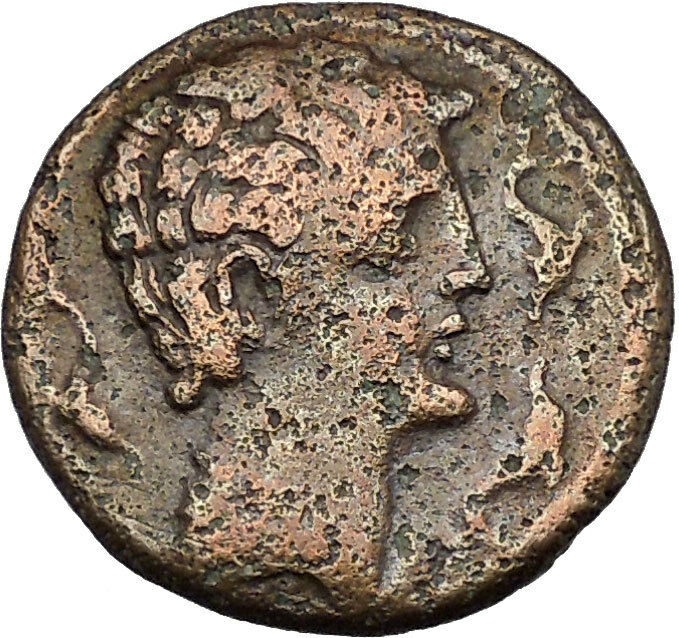 Seteisken in Iberia Spain 143BC Dolphins Horseman Ancient Greek Coin i46402