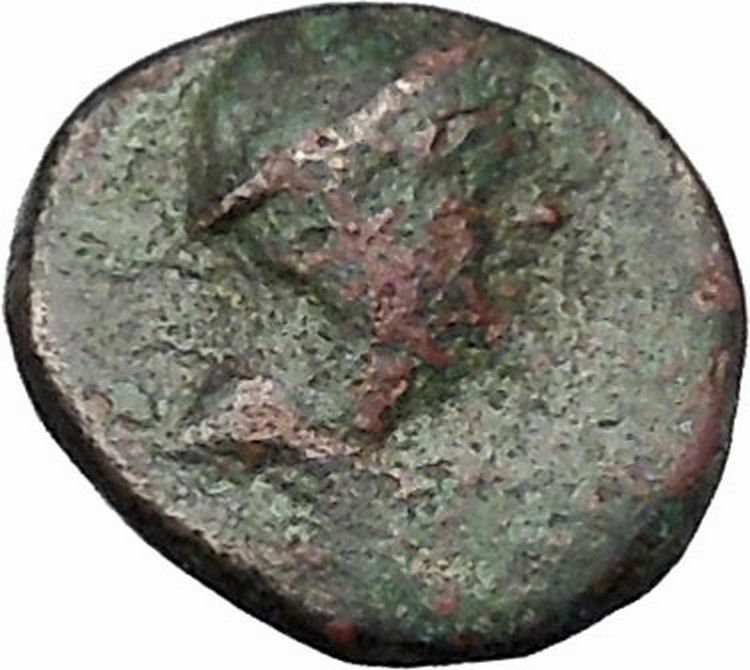 AIGAI in AEOLIS 2-1CenBC Hermes Goat Genuine Authentic Ancient Greek Coin i46979