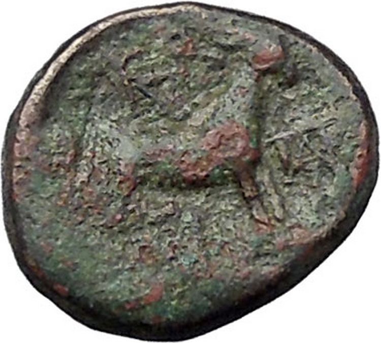 AIGAI in AEOLIS 2-1CenBC Hermes Goat Genuine Authentic Ancient Greek Coin i46979