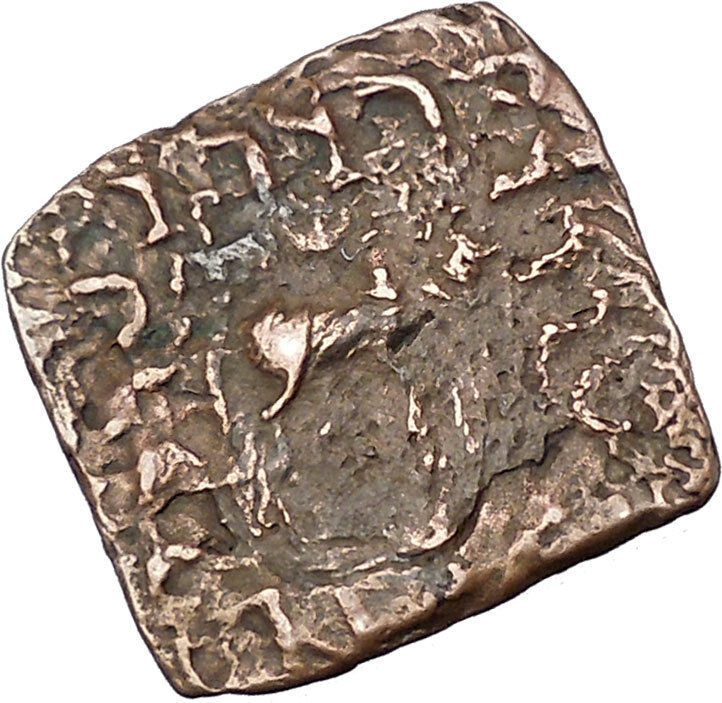 AZILISES 85BC INDO SKYTHIAN King on Horse Bull Ancient Greek Coin India i47057