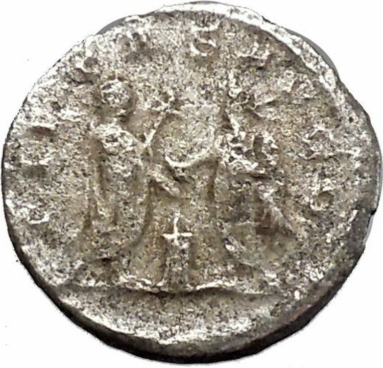 Valerian I & his son Gallienus sacrificing Rare Silver Ancient Roman Coin i46894