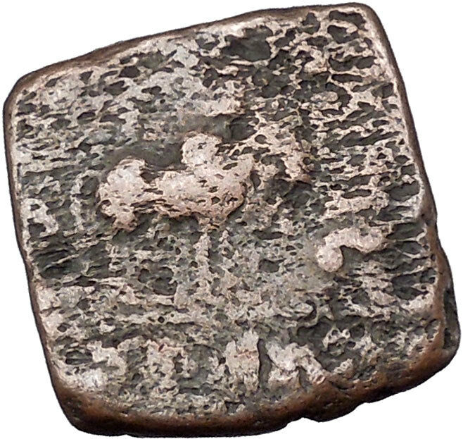 AZILISES 85BC INDO SKYTHIAN King on Horse Bull Ancient Greek Coin India i47060