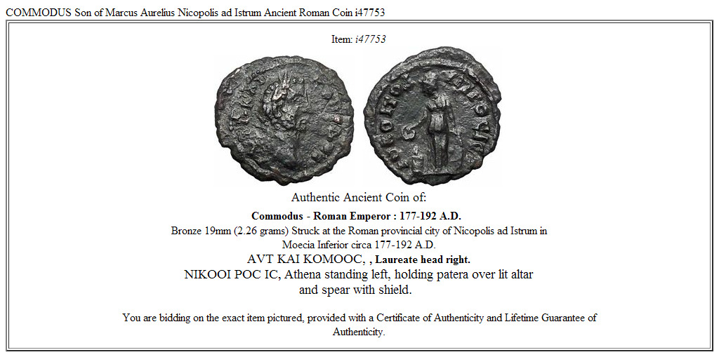 COMMODUS Son of Marcus Aurelius Nicopolis ad Istrum Ancient Roman Coin i47753