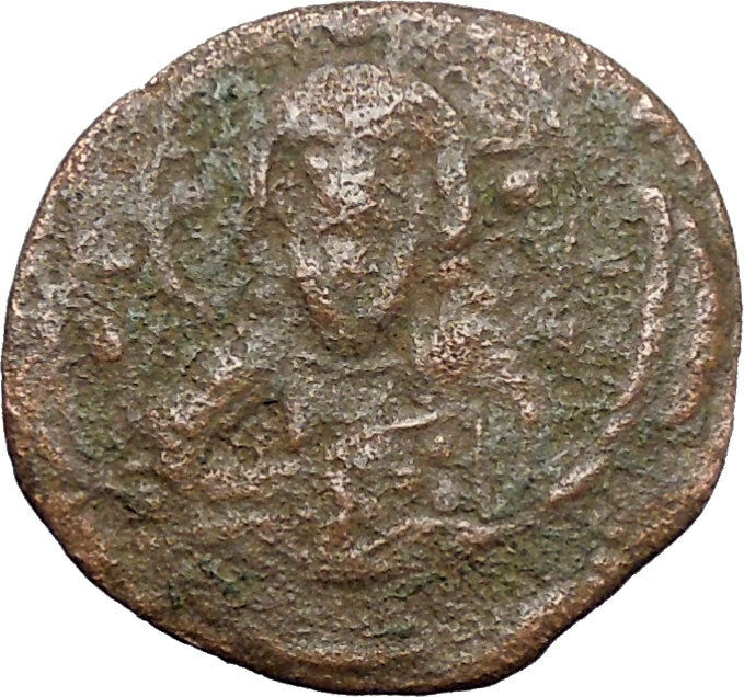 JESUS CHRIST Class I Anonymous Ancient 1078AD Byzantine Follis Coin CROSS i48194