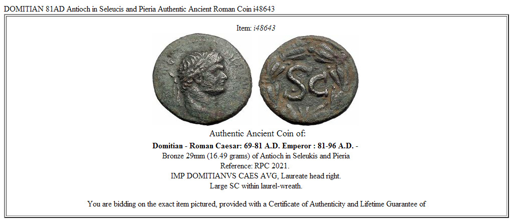 DOMITIAN 81AD Antioch in Seleucis and Pieria Authentic Ancient Roman Coin i48643