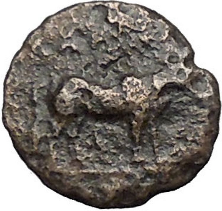 Boione in Aiolis 300BC Rare Authentic Ancient Greek Coin Female BULL i49033