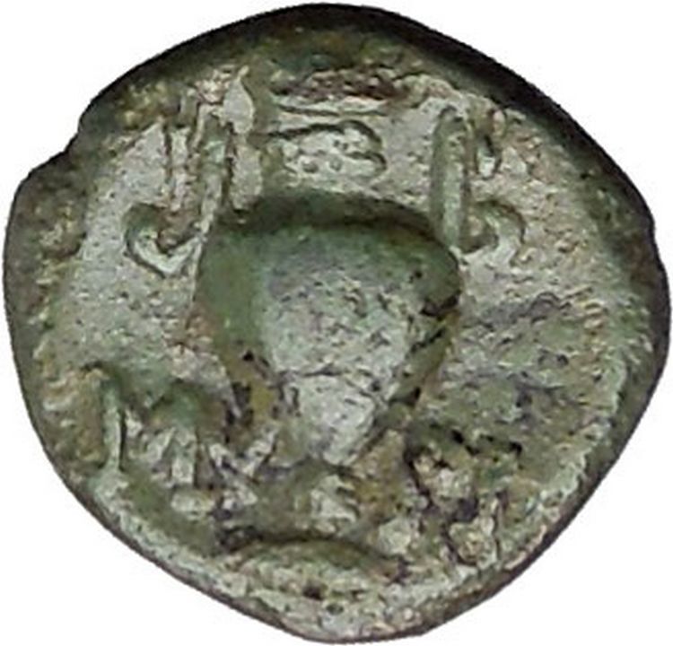 Myrina in Aeolis 2nd-1st Cent BC Rare Ancient Greek Coin Helios Amphora i49512