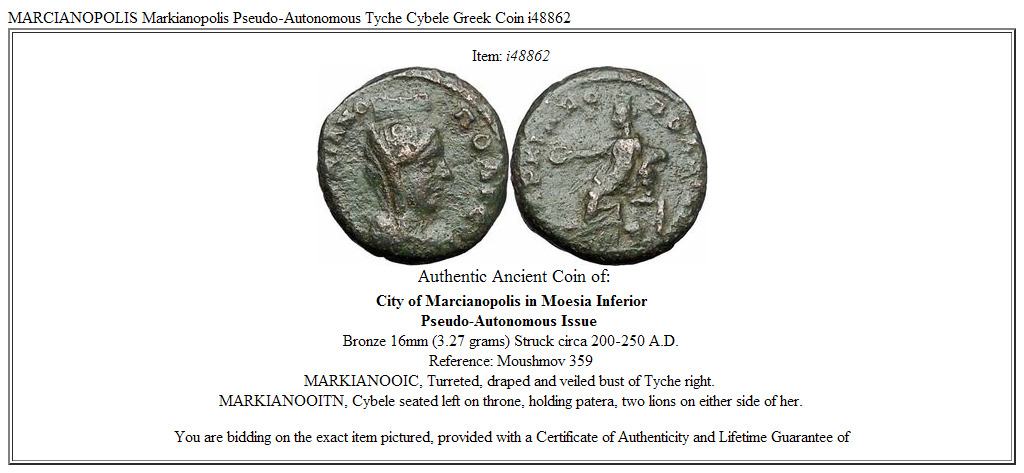 MARCIANOPOLIS Markianopolis Pseudo-Autonomous Tyche Cybele Greek Coin i48862