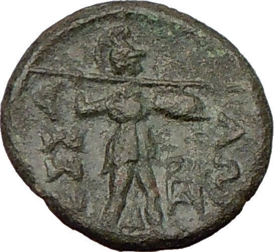 THESSALIAN LEAGUE 196BCLarissa Authentic Ancient Greek Coin ATHENA APOLLO i22270