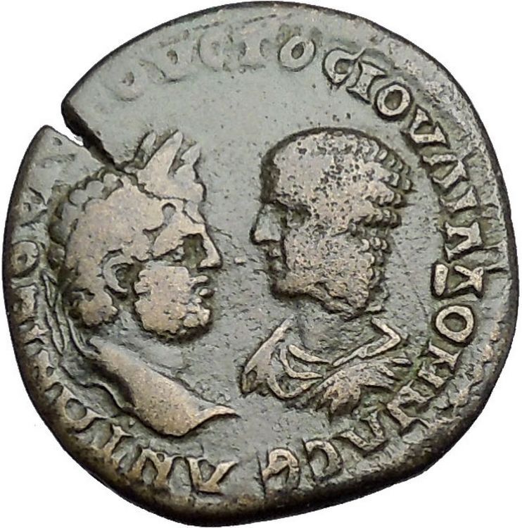 CARACALLA and JULIA DOMNA 198AD Marcianopolis Apollo Ancient Roman Coin i50880