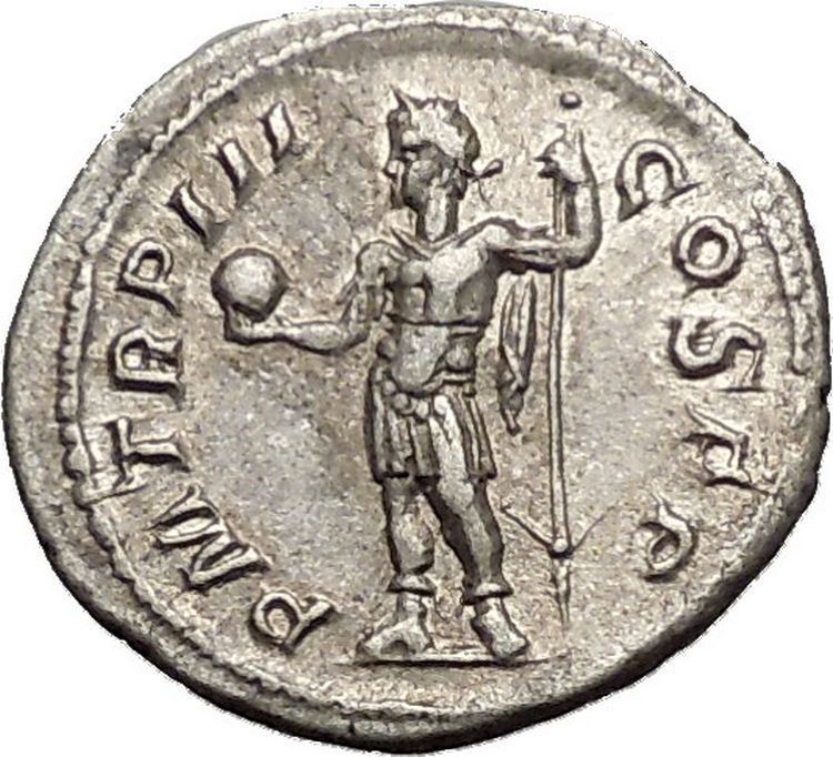 SEVERUS ALEXANDER with globe and spear Silver Ancient Roman Coin i52122