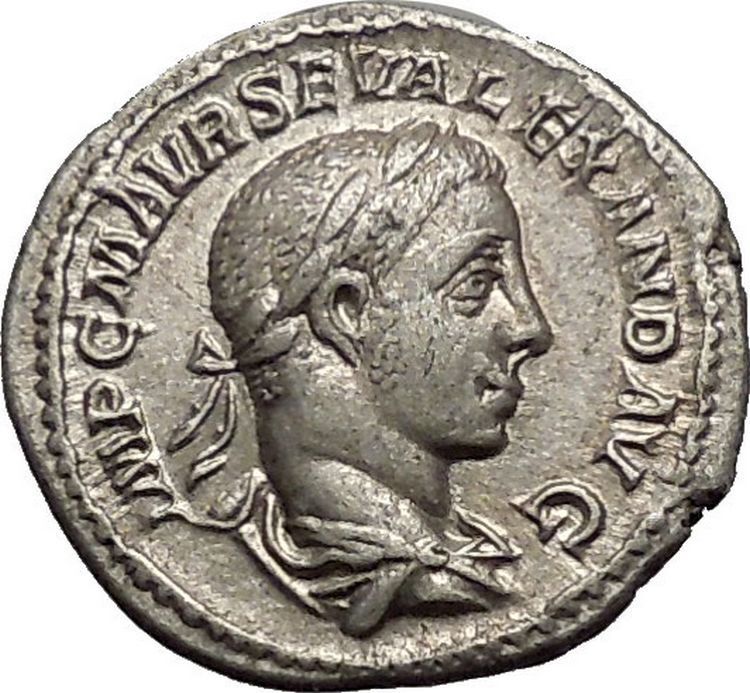 SEVERUS ALEXANDER with globe and spear Silver Ancient Roman Coin i52122