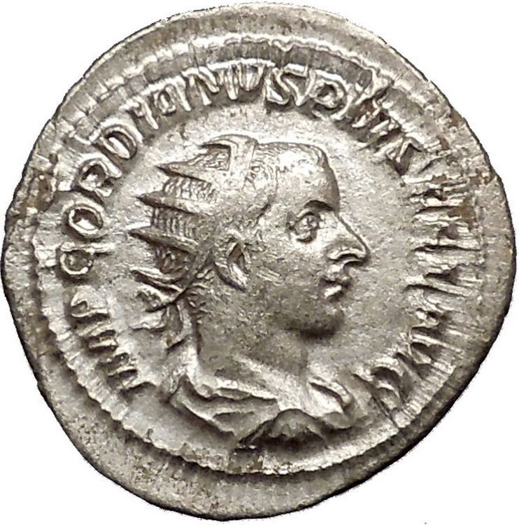 GORDIAN III 241AD Silver Ancient Roman Coin Happiness Cult Anchor Hope i52141