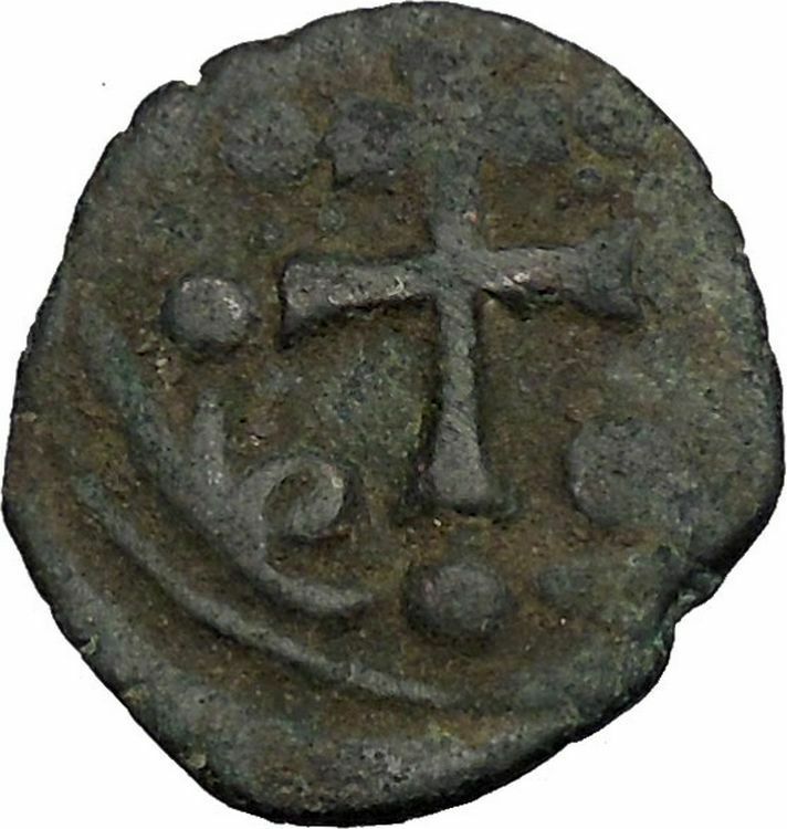 JESUS CHRIST Class H Anonymous Ancient 1071AD Byzantine Follis Coin CROSS i52372