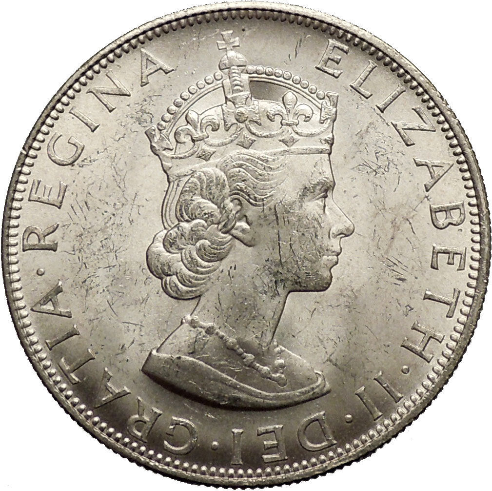 1964 Bermuda Britiash Colony LARGE Silver Crown Coin with Elizabeth II i53086