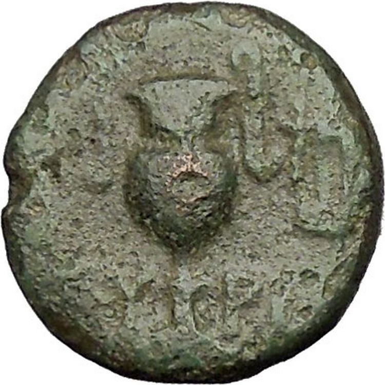 MYRINA in AEOLIS 2-1cBC Authentic Ancient Greek Coin APOLLO AMPHORA LYRE i51977