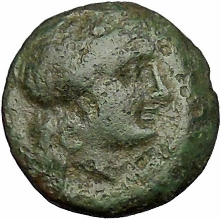 MYRINA in AEOLIS 2-1cBC Authentic Ancient Greek Coin APOLLO AMPHORA LYRE i51977