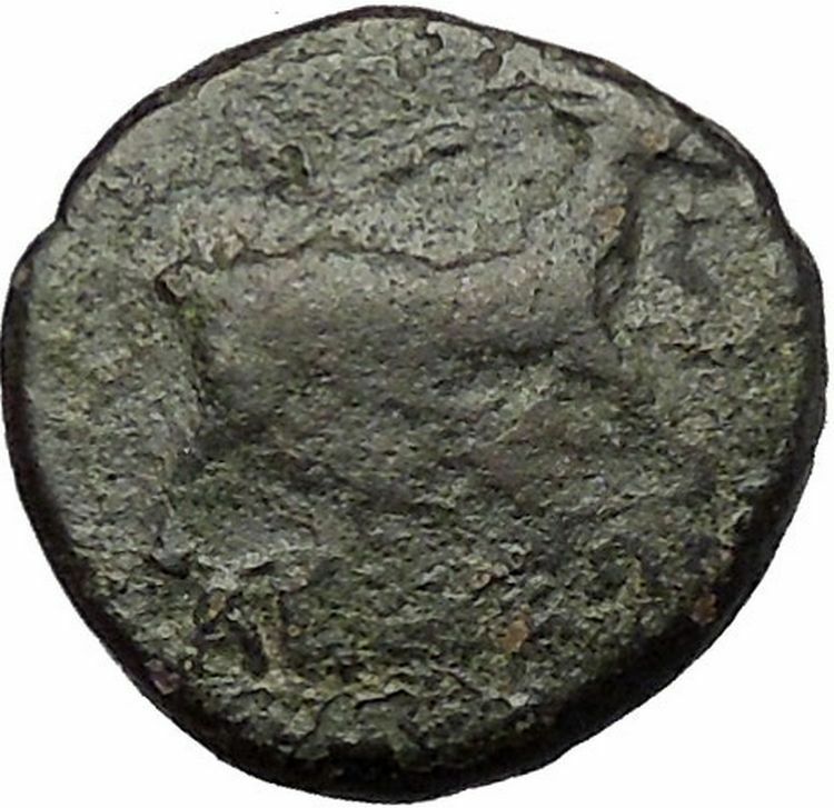 AIGAI in AEOLIS 2-1stCenBC Apollo Goat Authentic Ancient Greek Coin i52576