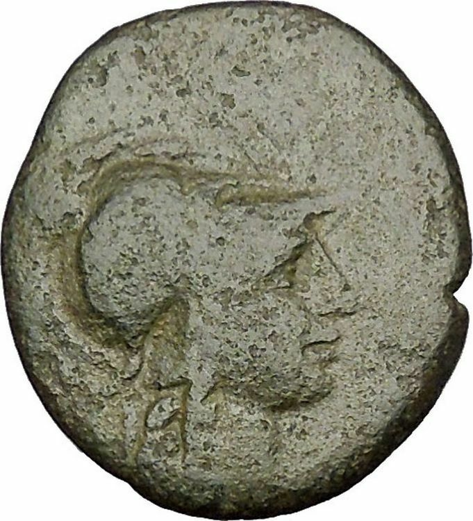 PERGAMON in MYSIA 133BC Athena Trophy Helmet Authentic Ancient Greek Coin i51995