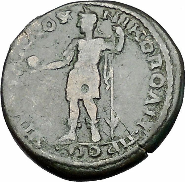 CARACALLA with GLOBE 198AD Nicopolis ad Istrum Ancient Roman Coin i50888