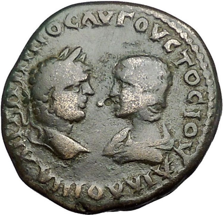 CARACALLA and JULIA DOMNA 198AD Marcianopolis Tyche Ancient Roman Coin i50891