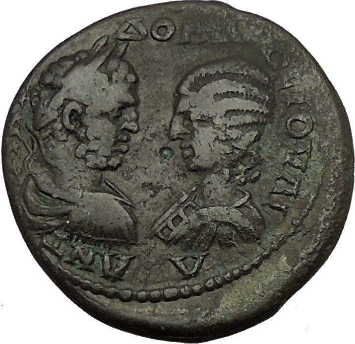 CARACALLA and JULIA DOMNA 198AD Marcianopolis Tyche Ancient Roman Coin i53847