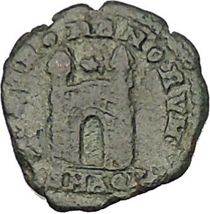 Magnus Maximus 383AD Authentic Ancient Roman Coin Military camp gate i53265