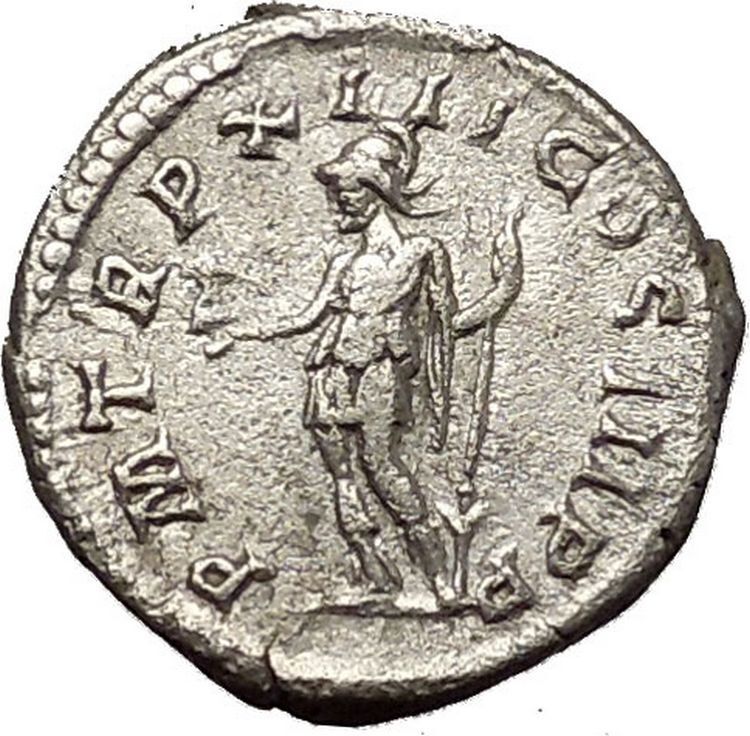 SEPTIMIUS SEVERUS 205AD Silver Ancient Roman Coin Virtus Courage i54152