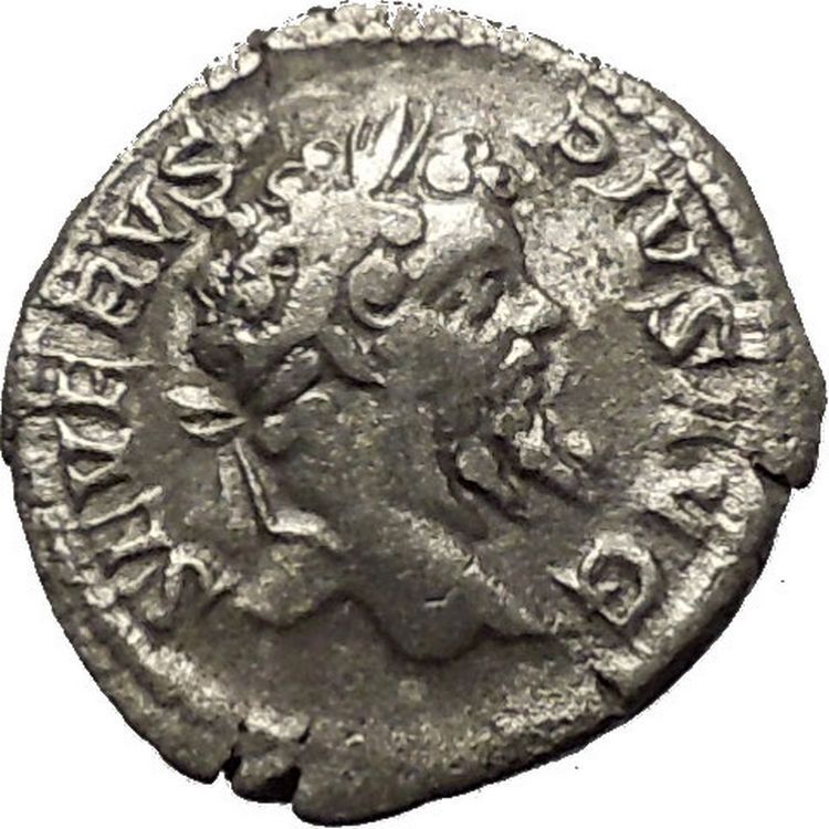 SEPTIMIUS SEVERUS 205AD Silver Ancient Roman Coin Virtus Courage i54152