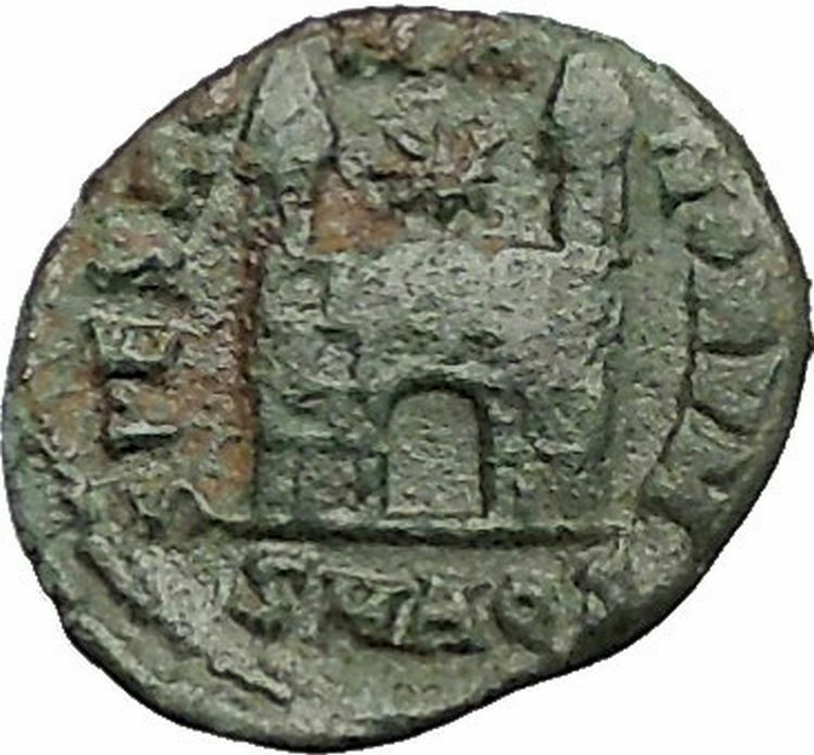 Magnus Maximus 383AD Authentic Ancient Roman Coin Military camp gate i55634