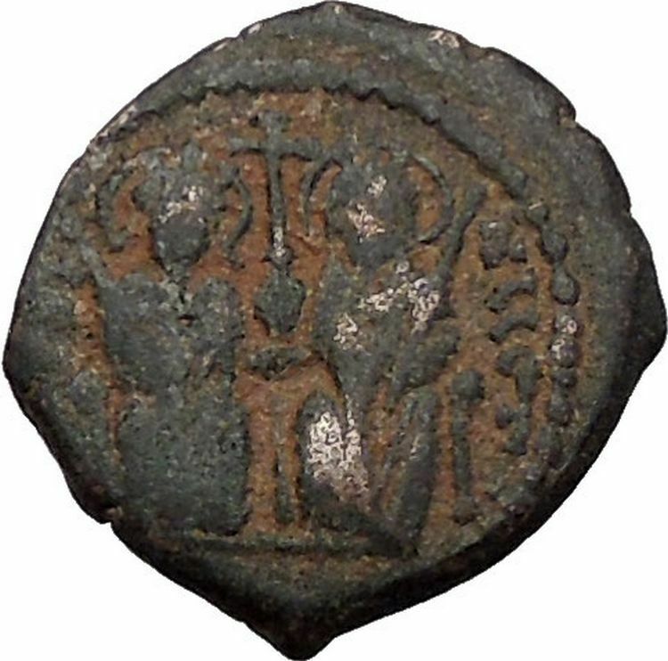 JUSTIN II & SOPHIA 565AD Theoupolis Antioch Decanummium Byzantine Coin i56523