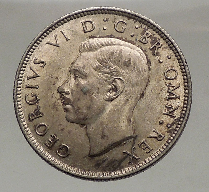 1942 United Kingdom Great Britain GEORGE VI Silver Florin 2Shillings Coin i57050