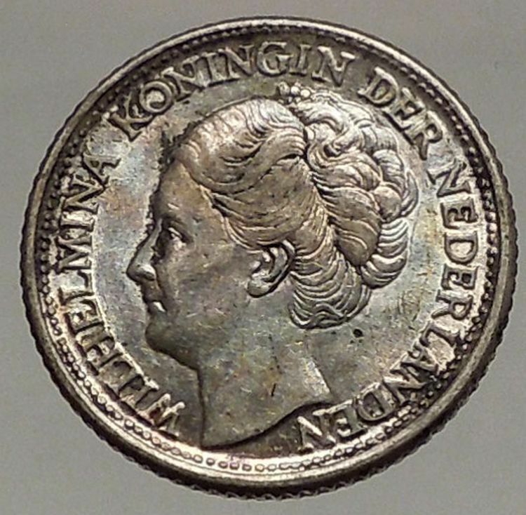 1944 CURACAO Netherlands Kingdom Queen WILHELMINA 1/4 Gulden Silver Coin i57181