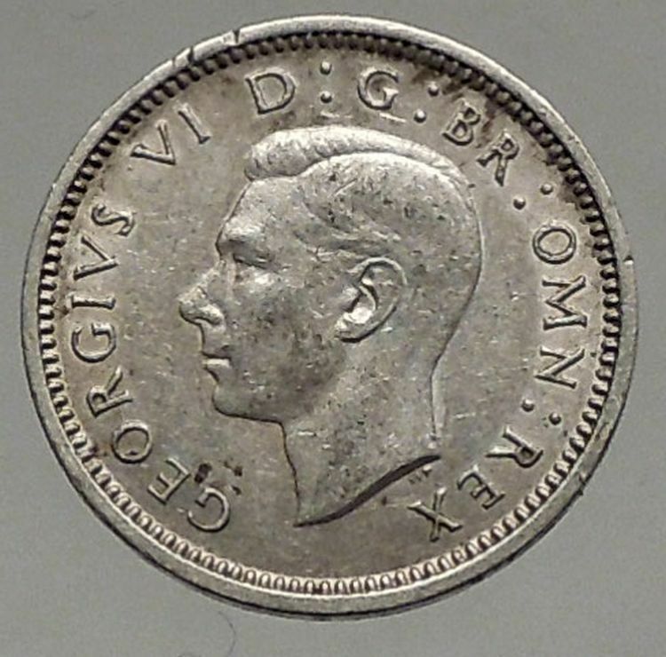 1938 UK Great Britain United Kingdom GEORGE VI Threepence Silver Coin i56877