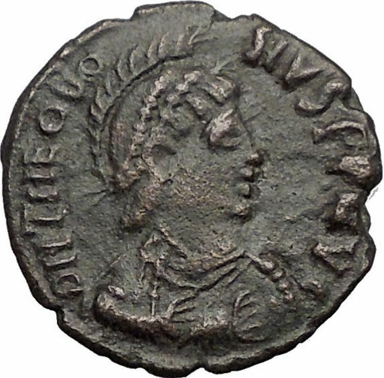 THEODOSIUS I the Great on galley 383AD Rare Ancient Roman Coin Victory i57417