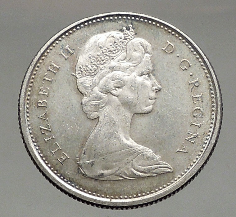 1968 CANADA United Kingdom Queen Elizabeth II Silver 25 Cent Coin CARIBOU i56892