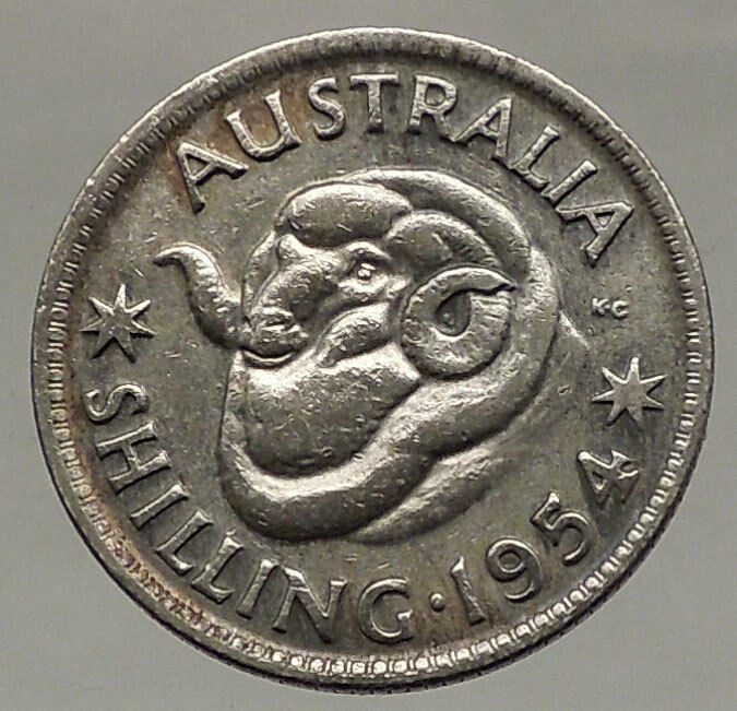 1954 AUSTRALIA Queen Elizabeth II United Kingdom Silver Shilling Coin RAM i57055