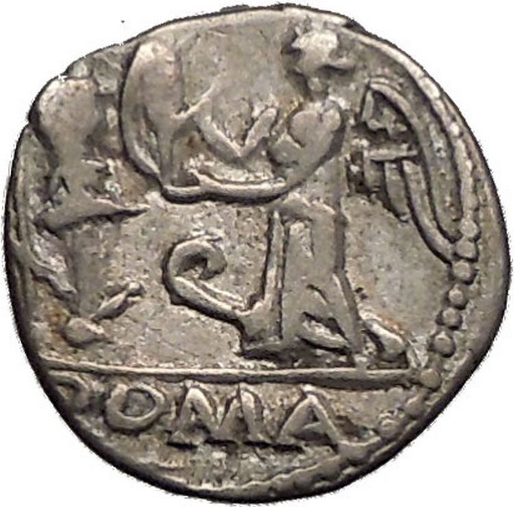 Roman Republic 97BC Quinarius Apollo Victory Trophy Ancient Silver Coin i57351