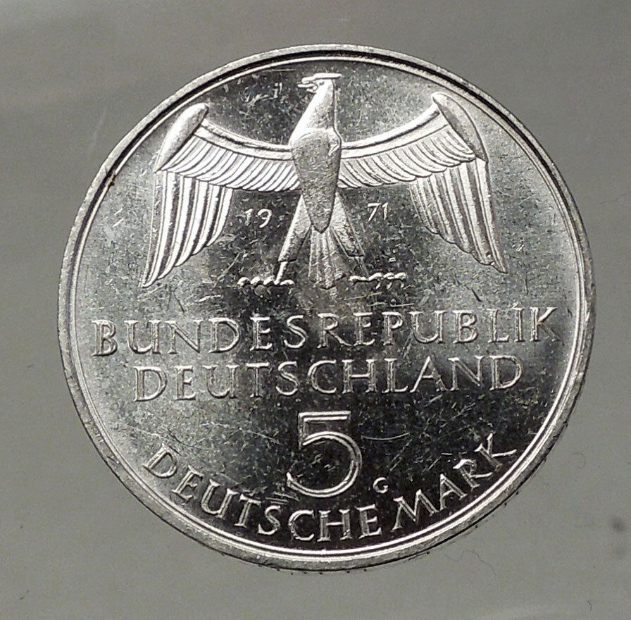 1971 GERMANY Silver 5 Mark Coin GERMAN 1871 Reichstag Building in Berlin i57859