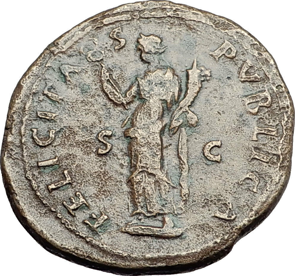 VESPASIAN 76AD Rome FELICITAS Luck Goddess Authentic Ancient Roman Coin i57906